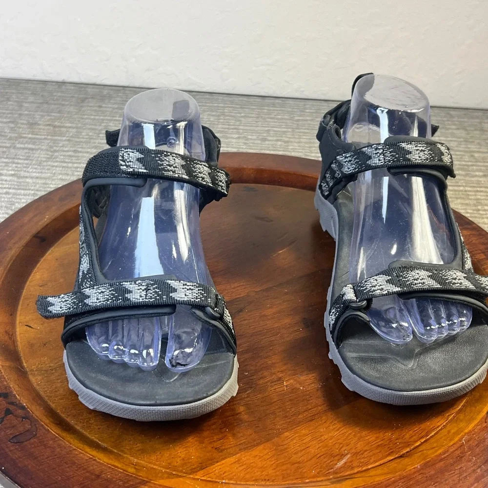 Teva Tanza Sport Sandals Black Rainfall Hiking Sling Back Shoes Trail 7Y Big Kid